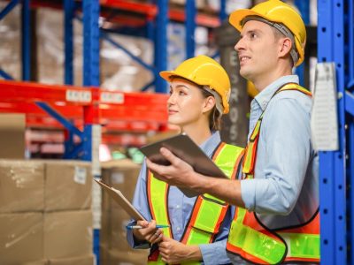 Workers,Working,In,Warehouse,,Manager,And,Supervisor,Taking,Inventory,In